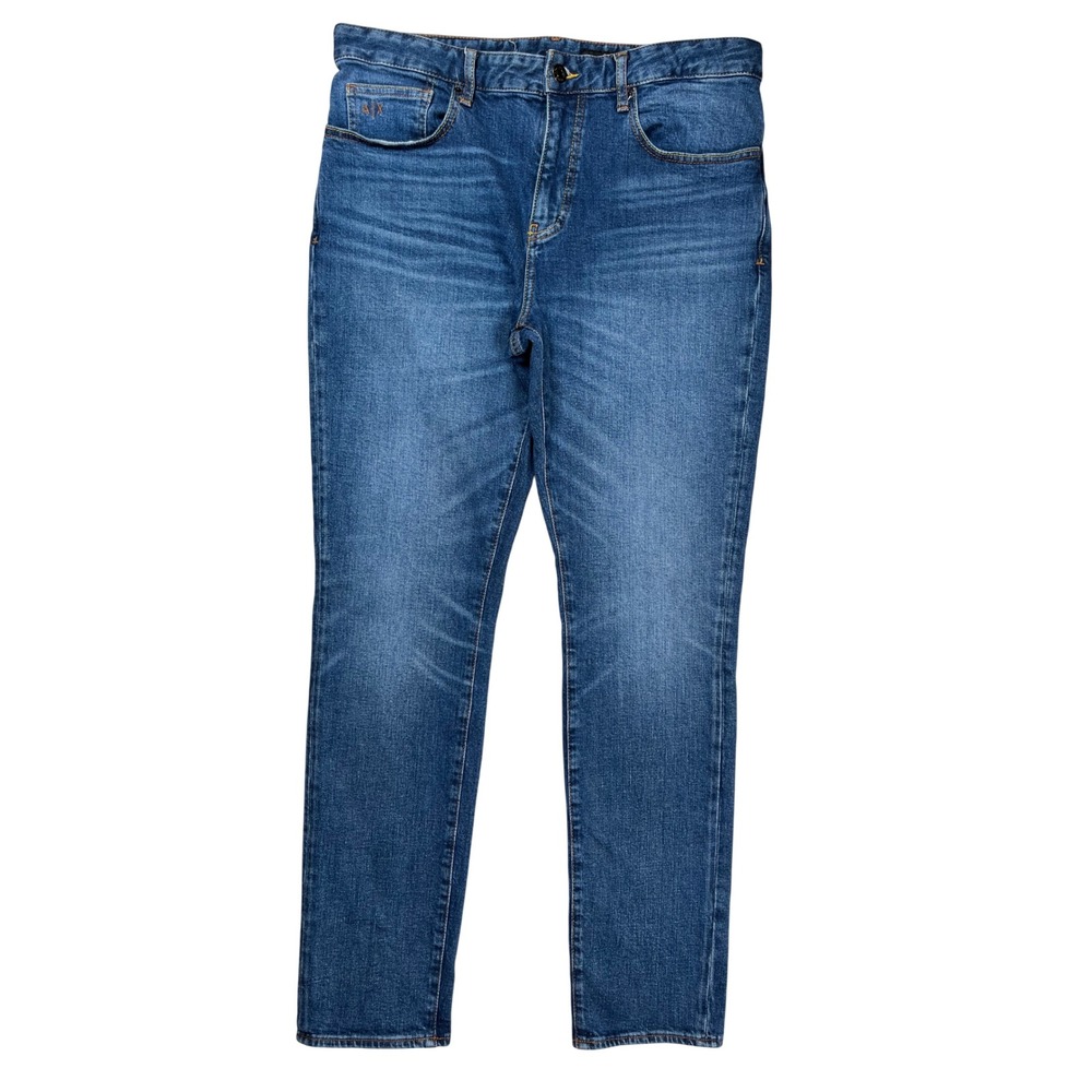 Armani Exchange J14 Skinny Jeans Men 34 Blue Medium Wash Stretch Quiet Luxury